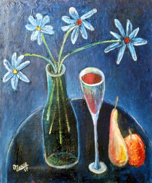 24.PEAR AND WINE2017year oil on canvas 49X40cm3000$ by ZAKIR AHMEDOV